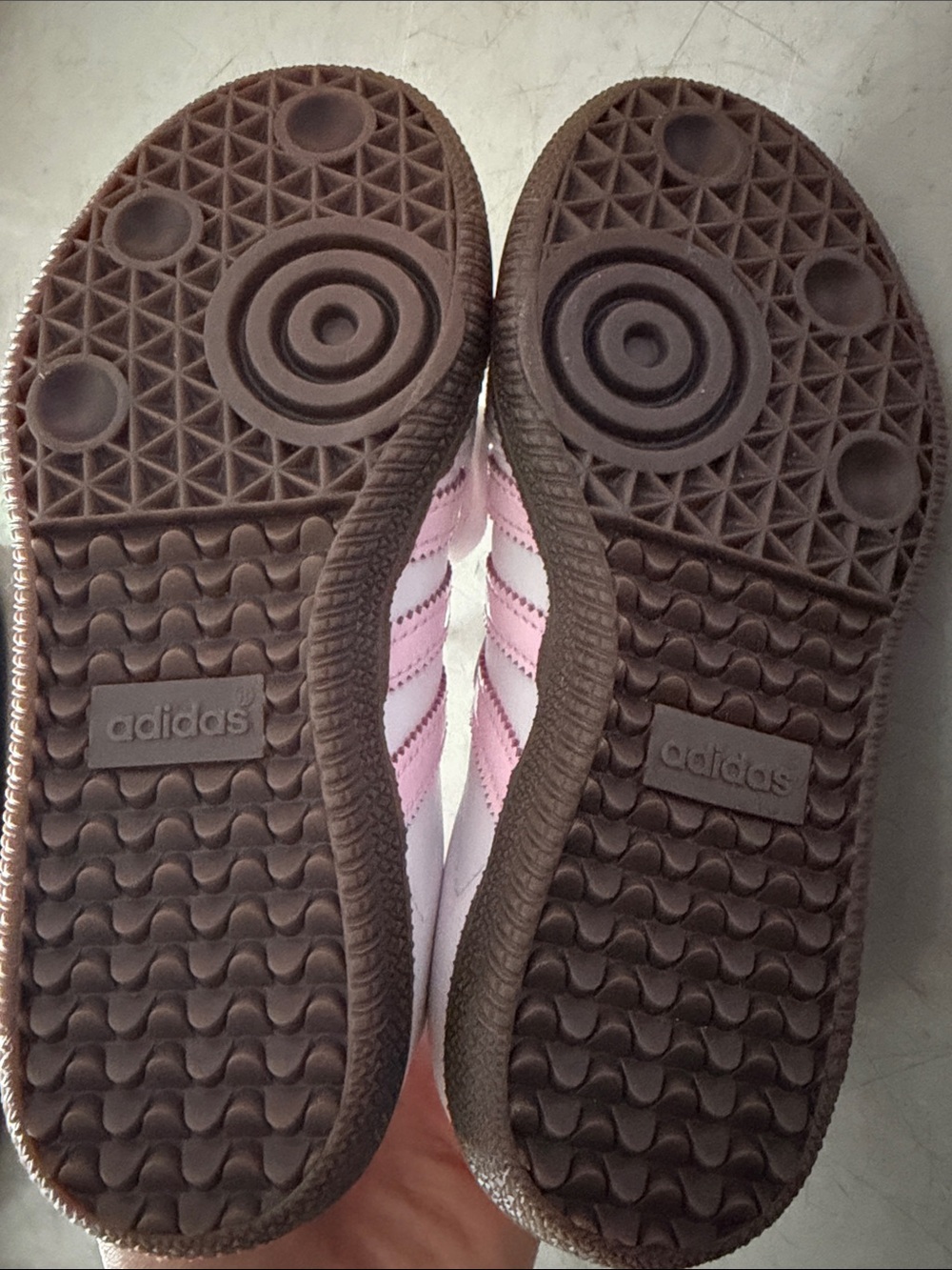 adidas Sambas  Kids White & shiny Pink Classic Lace-Up Sneakers - Picture 4 of 5